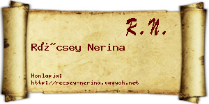 Récsey Nerina névjegykártya